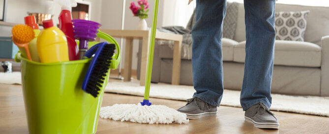 Man Spring Cleaning His House