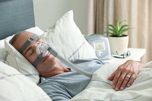 Man Using a CPAP Machine