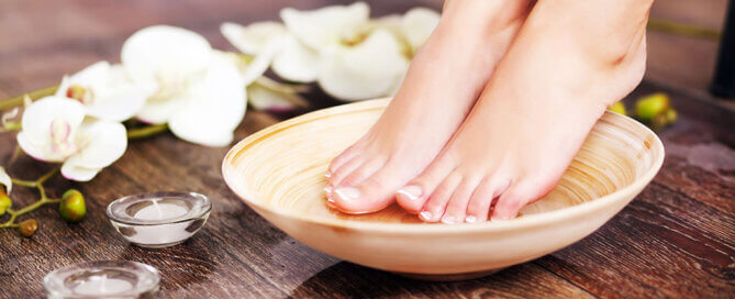 Feet in Bowl with Flowers