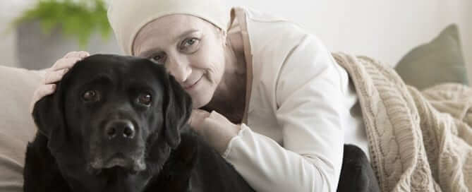 Woman with Cancer and Her Lab