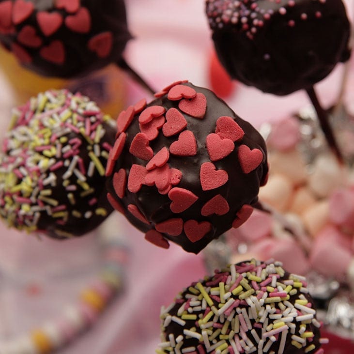 Dark Chocolate Pop with Candied Hearts