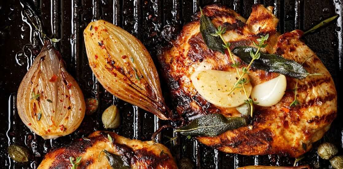Grilled Chicken, Garlic and Onions