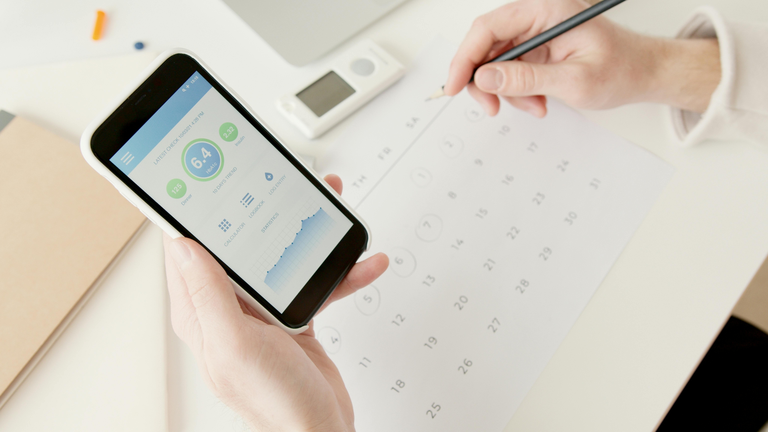 Teen using smartphone app to monitor health