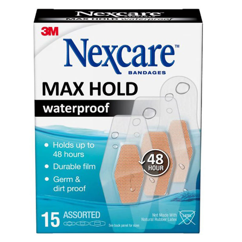 3M Nexcare Max Hold Assorted Sizes Adhesive Bandages Box of 15