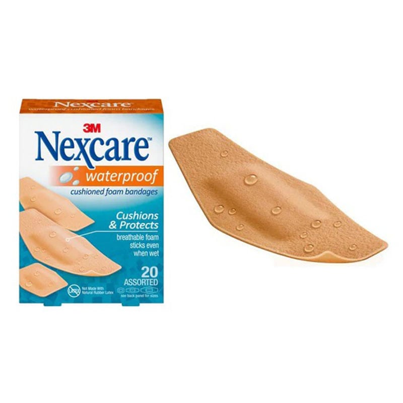 3M Nexcare Waterproof Cushioned Foam Bandages Box of 20
