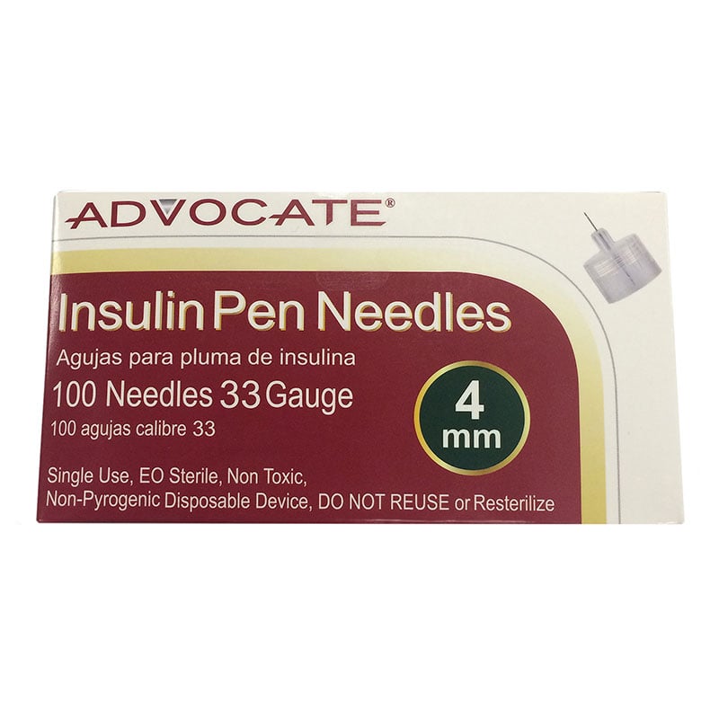 Advocate Pen Needles 33G, 4mm 100ct