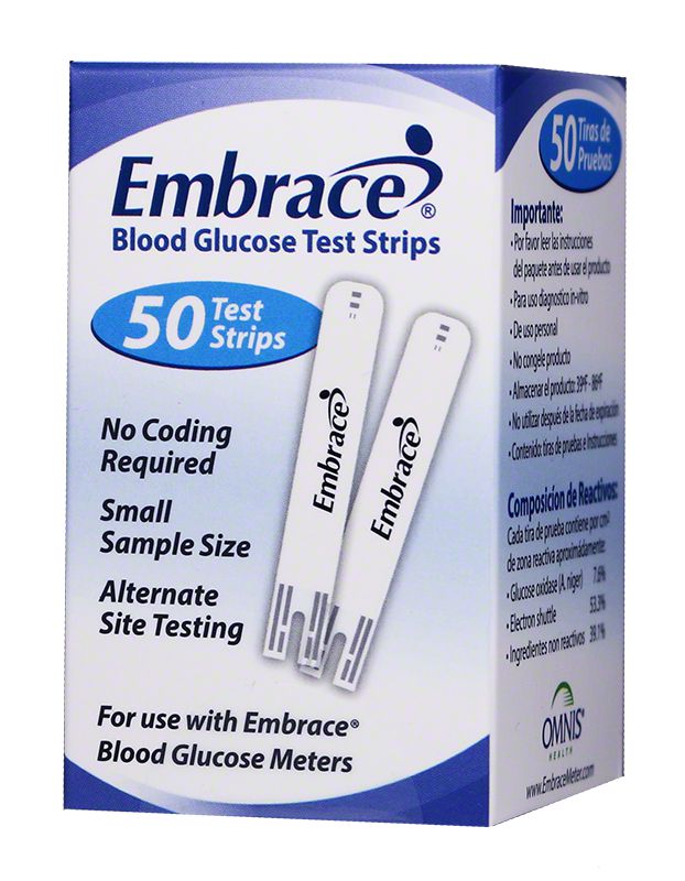 Embrace Blood Glucose Test Strips 50/bx - Case of 12