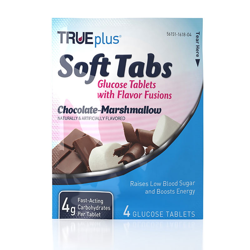 TRUEplus Glucose Tabs Flavor Fusions Chocolate-Marshmallow 4ct 12/Case
