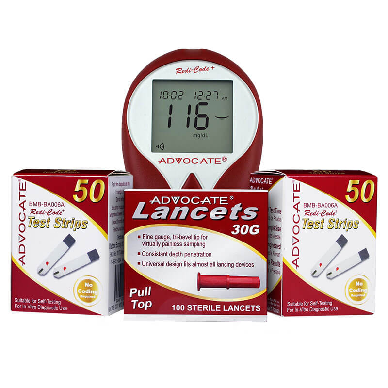 Advocate Redi-Code Plus 100 Test Strips, 100 Lancets and Meter