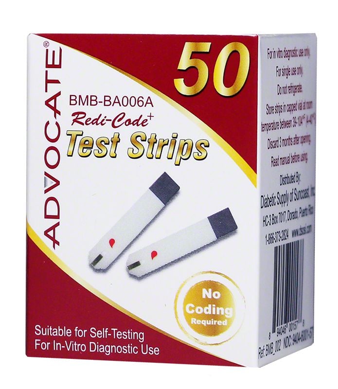 Advocate Redi-Code Plus Glucose Test Strips 50 Count