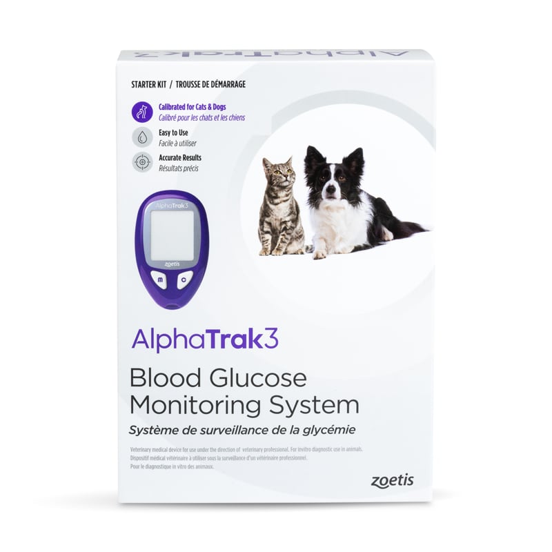 An AlphaTRAK 3 blood glucose monitor kit for pets