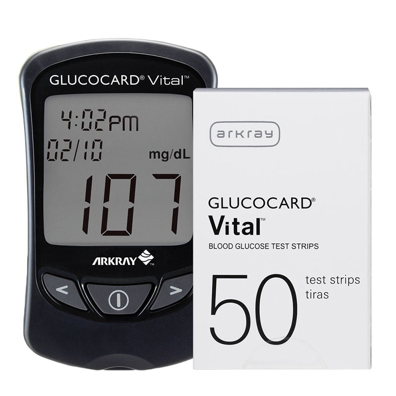 Arkray GlucoCard Vital Glucose Meter Kit Black and 50 Strips
