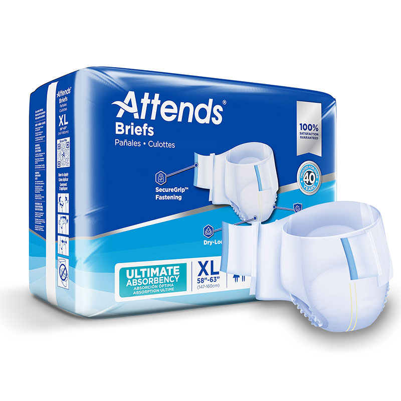 Attends DermaDry Complete Briefs XLarge 58-63 inch Case of 60