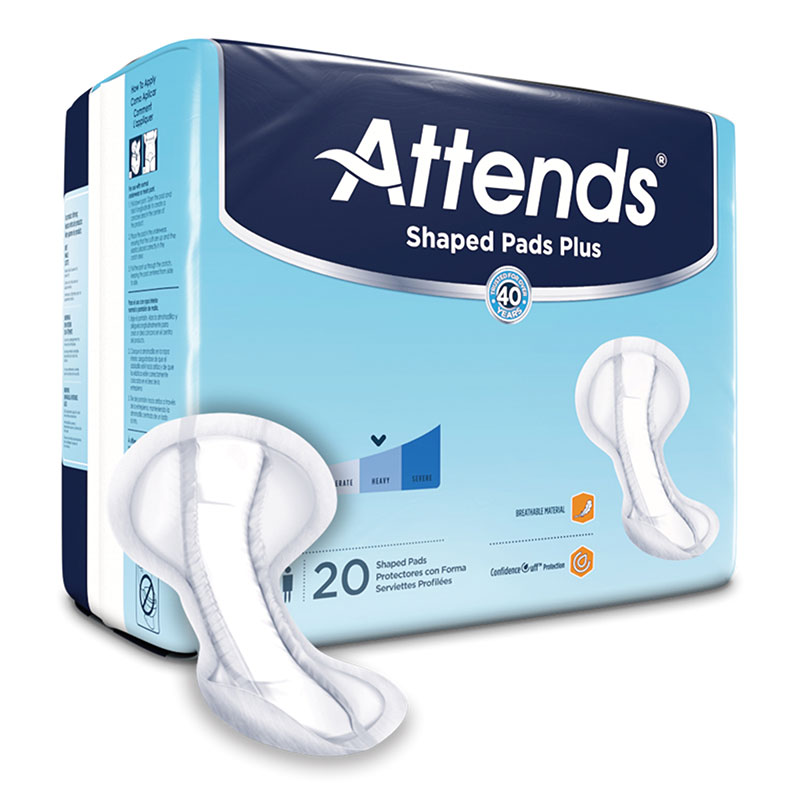 Attends Shaped Pads Day Plus Case of 80