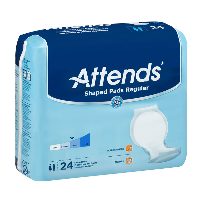 Attends Shaped Pads Day Plus 24.5 Inch Bag of 24
