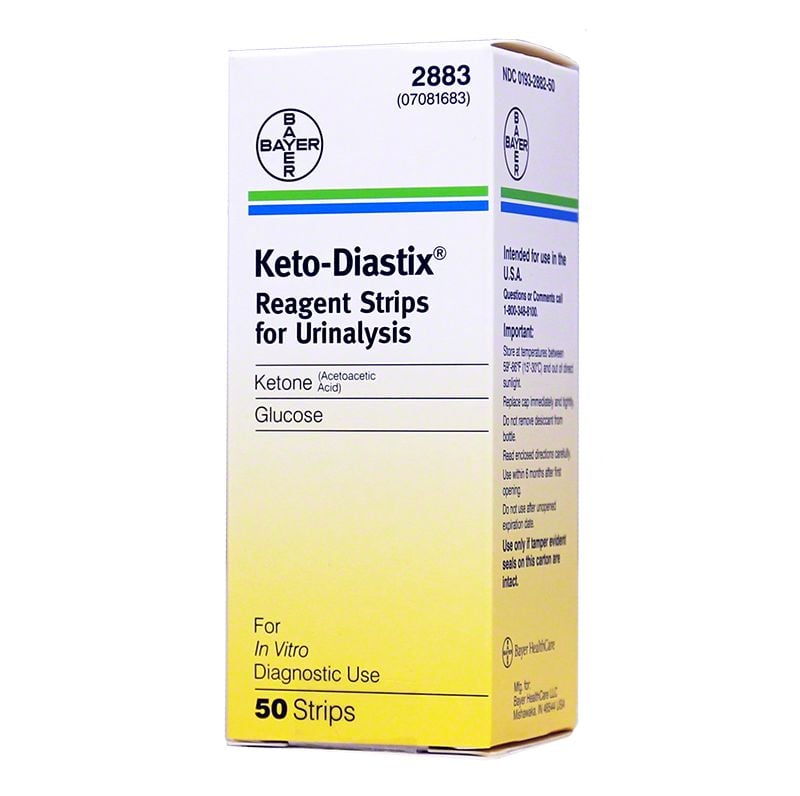 Keto-Diastix Strips for Urinalysis Ketone & Glucose 50/bx Case of 12