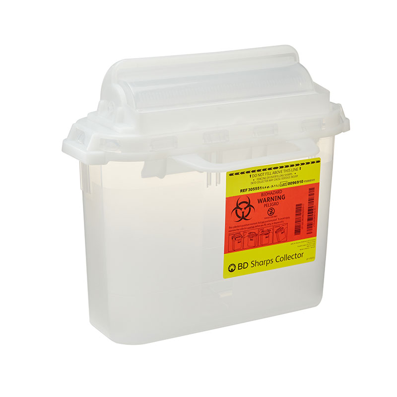 BD Horizontal Sharps Collector 5.4 Quarts Clear Each