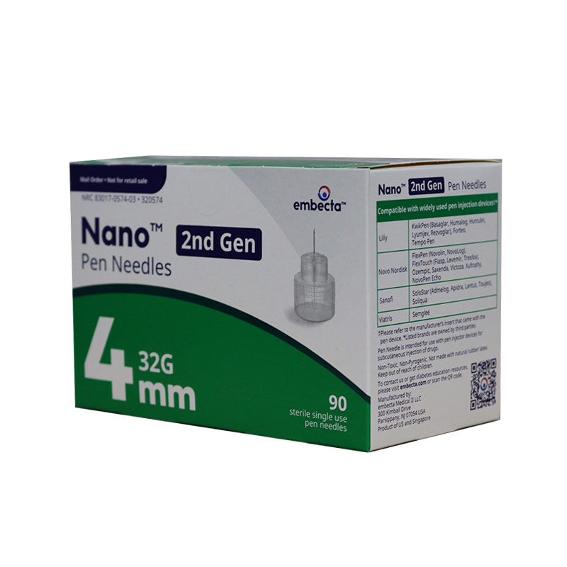 BD Micro FINE NANO PRO 4mm X 32G Pen Needles - 100 Count Box For Comfortable Insulin Injection