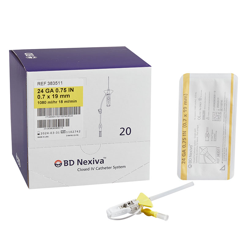 BD Nexiva Closed IV Catheter System with Single Port 24G 0.75 inch