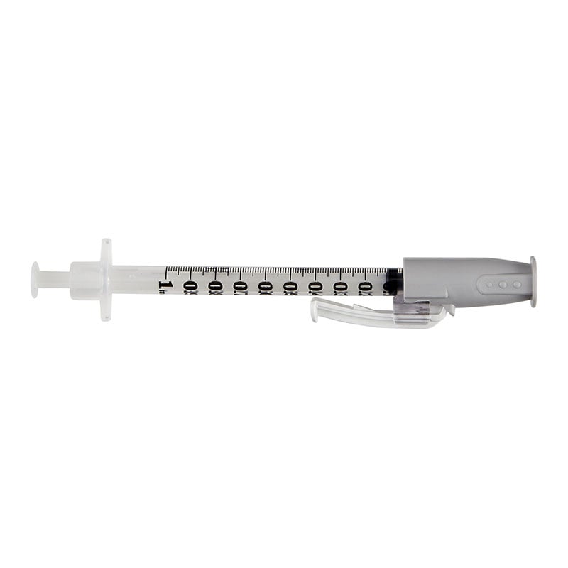 BD SafetyGlide Tuberculin Syringe 1 ml 27 Gauge 1/2 inch 100/bx