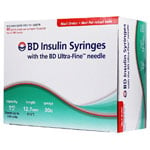 BD Ultra Fine Insulin Syringes 30 Gauge 1cc 1/2" Box of 90 thumbnail