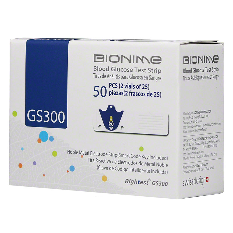 Bionime Rightest GS300 Blood Glucose Test Strips - Box of 50