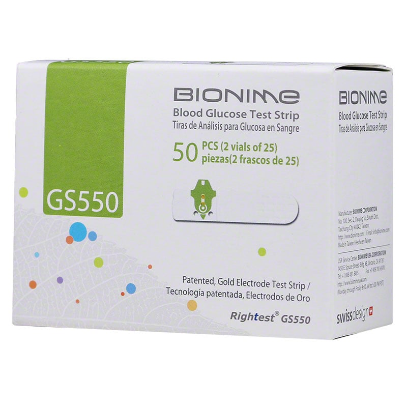 Bionime Rightest GS550 Blood Glucose Test Strips 50 Count