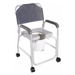 Cardinal Health 10 Qt Aluminum Commode Shower Chair with Back