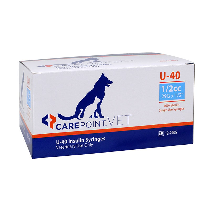 CarePoint Vet U-40 Pet Syringe 29G 1/2cc 1/2 inch 500 Count