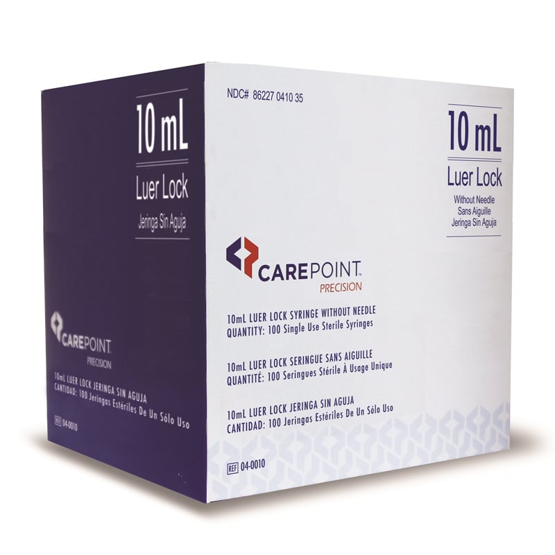 CarePoint Precision 10mL Luer Lock Syringes 100ct