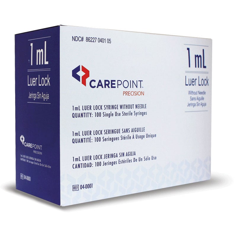 CarePoint Precision 1mL Luer Lock Syringes 100ct