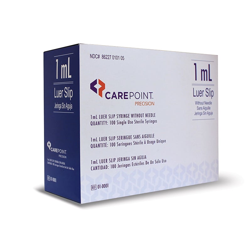 CarePoint Precision 1mL Luer Slip Syringe 100ct