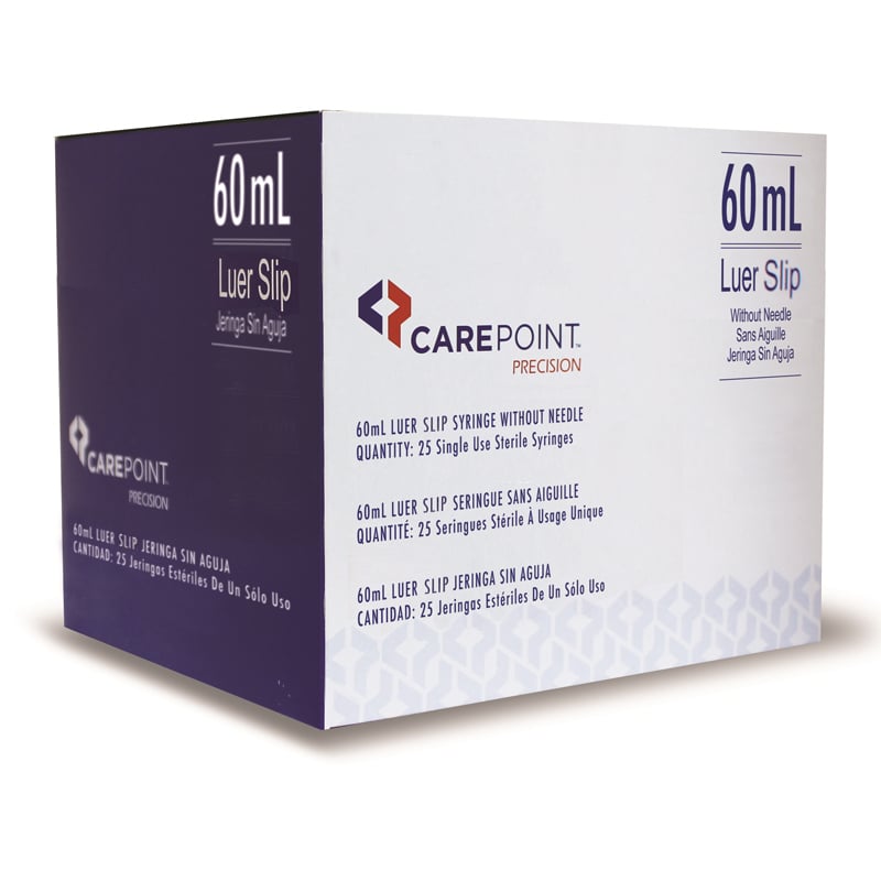 CarePoint Precision 60mL Luer Slip Syringe Box of 25