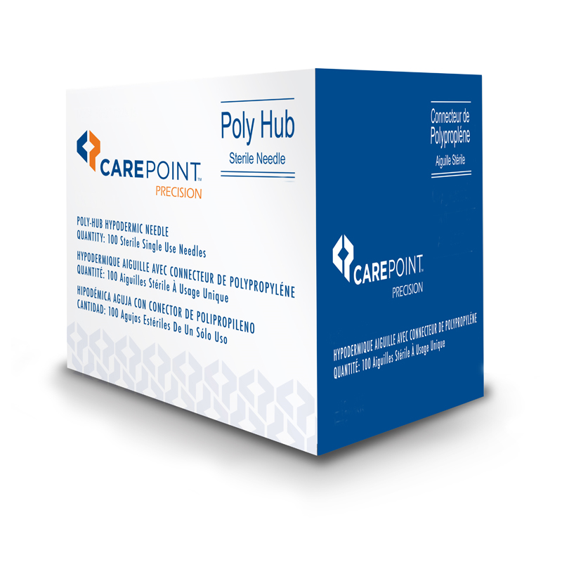 CarePoint Precision Poly Hub Needles 25G 25mm 100ct
