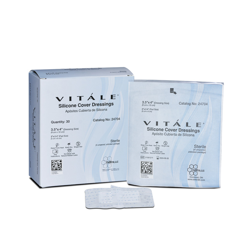 CellEra Vitale Silicone Cover Dressings 3.5x4 inch Box of 30