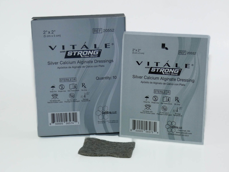 CellEra Vitale 2x2 inch Strong Silver Calcium Alginate Dressing Case of 100