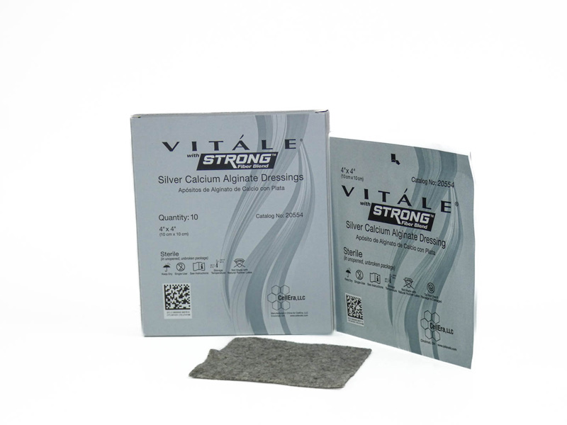 CellEra Vitale Strong Silver Calcium Alginate 4x4 inch Dressing Box of 10