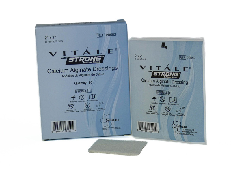 CellEra Vitale Strong Calcium Alginate Dressings 2x2 inch Box of 10