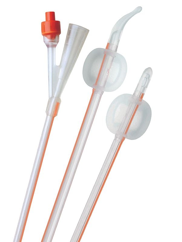 Folysil 2-Way 12 inch Silicone Catheter with Coude Tip, 3cc 8 FR