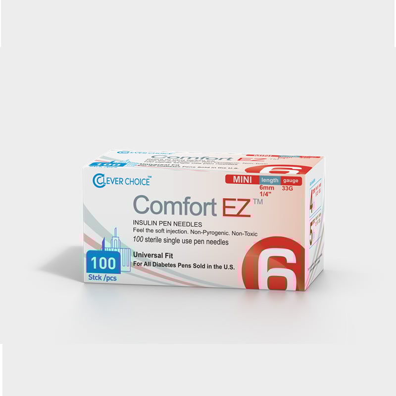 Clever Choice ComfortEZ 33G 6mm Pen Needles - 100ct