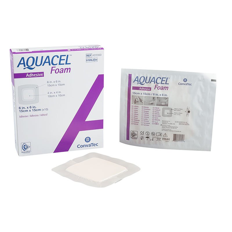 Convatec AQUACEL Adhesive Foam Wound Dressing 6x6 inch Box of 10