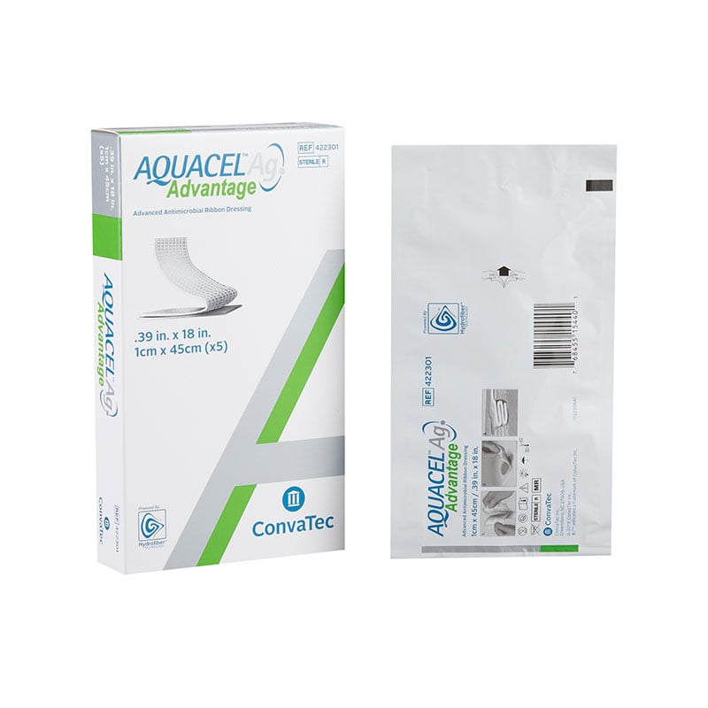 Convatec AQUACEL Ag Advantage Dressing Ribbon 0.39x18 inch Box of 5