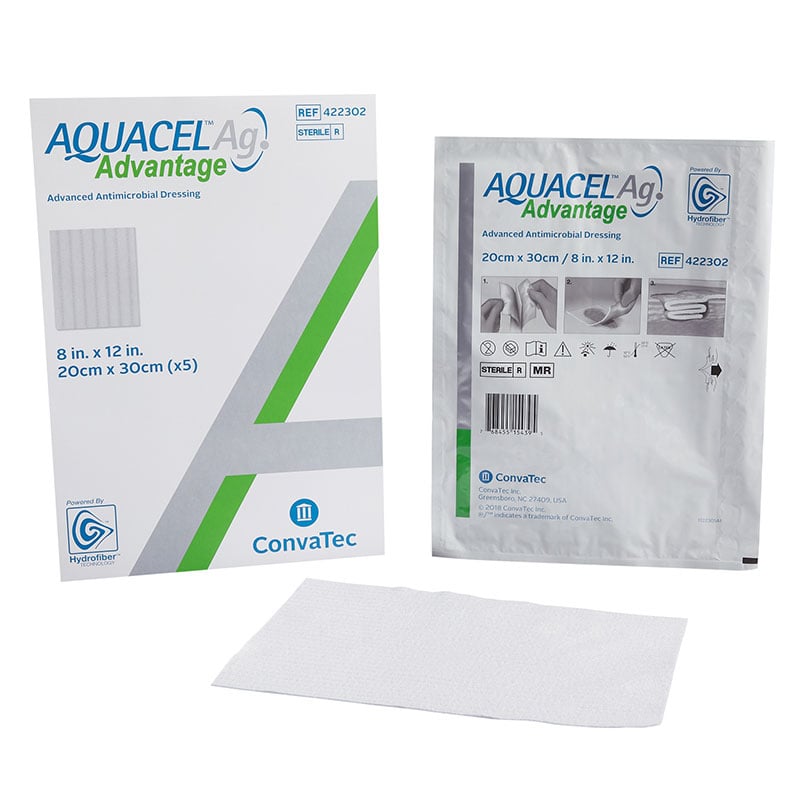 Convatec AQUACEL Ag Advantage Wound Dressing 8x12 inch Box of 5