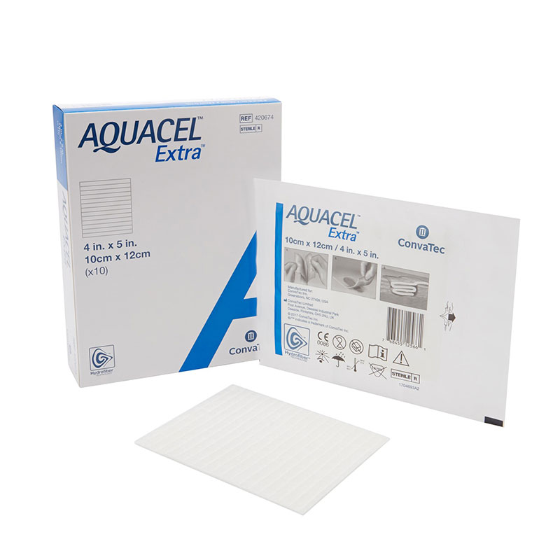 Convatec Aquacel Extra Hydrofiber Wound Dressing 4 inch x 5 inch 10/bx 420674