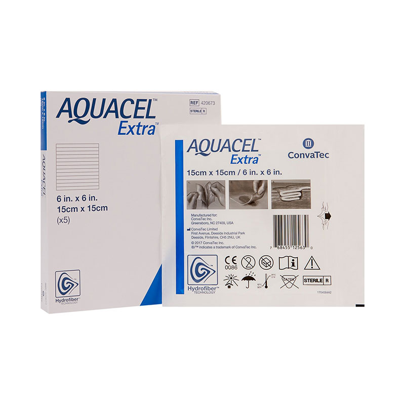 Convatec Aquacel Extra Hydrofiber Wound Dressing 6 inch x 6 inch 5/bx 420673