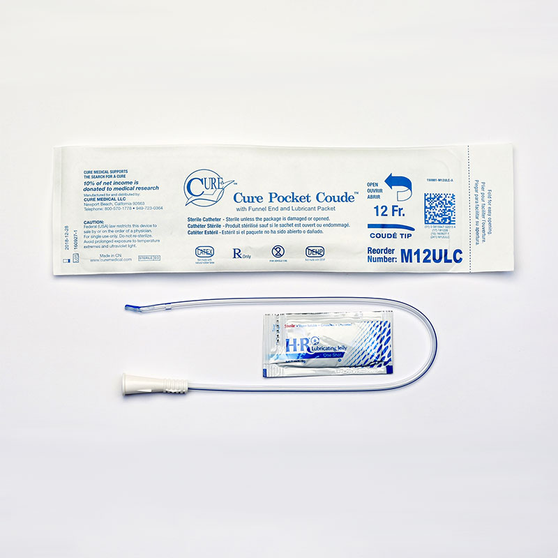 Convatec Cure Pocket Coude Catheter Funnel End 12 FR 16 inch Box of 30