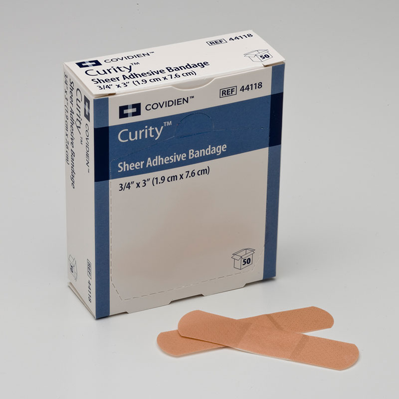 Curity Sheer Plastic Adhesive Bandage Rectangle .75x3 50ct