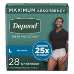Depend FIT-FLEX Underwear for Men Maximum Absorbency Large Gray Package of 28 thumbnail