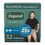 Depend FIT-FLEX Underwear for Men Maximum Absorbency Small/Medium Gray Case of 64 thumbnail