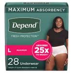 Depend FIT-FLEX Underwear for Women Maximum Absorbency Large Blush Package of 28 thumbnail